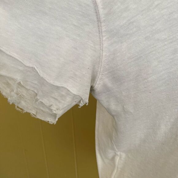 Free People we the free women XXS loose fit layered distressed raw hem white shi - Picture 4 of 11